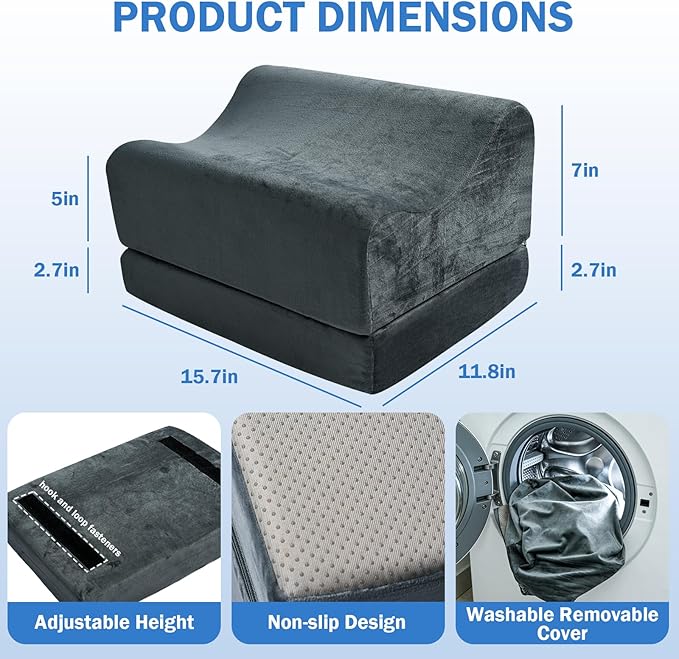 Foot Rest for Under Desk, Adjustable Height Ergonomic Footstool for Office Chair and Gaming Chair, Supports Feet and Legs to Relieve Back Hip Fatigue, Anti-Slip Bottom