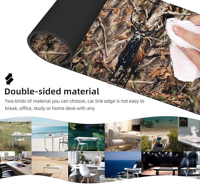 Ergonomic Mouse Pad Set with Wrist Support for Keyboard and Wrist Rest for Mouse, Memory Foam Comfort, Non-Slip Large Desk Mat for Home Office Pain Relief,Camo Forest Deer