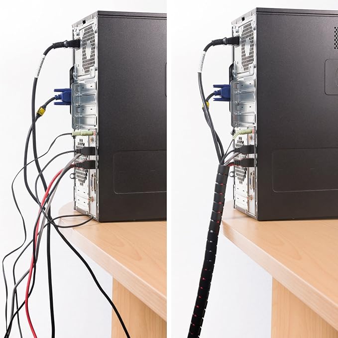 D-Line Cable Zipper Cord Tube Organizer with Zip Tool, Cable Management Sleeve, Cover for Long Wire Runs, 1 Inch Diameter (8.2 FT, Black)
