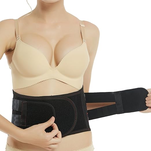 NeoTech Care Back Belt Support for Men or Women - Breathable & Adjustable Lower Back Brace - Double Pull Compression Straps (Black, Size XXL)