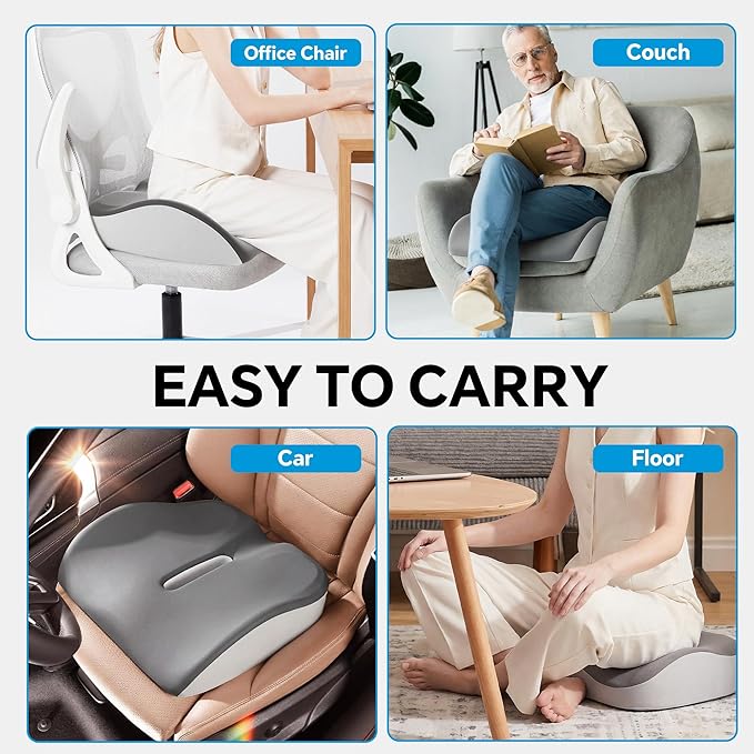 ROYALAY Ergonomic Recliner Cushions for Elderly, Memory Foam Recliner Cushions for Long Sitting, Chair Seat Pad for Back Pain with Detachable Cover(Grey)