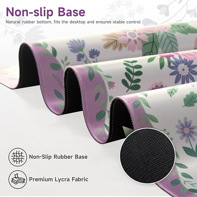HAOCOO Purple Desk Cover Mat, Cute Large Mouse Pad with Stitched Edges, Non-Slip Waterproof Keyboard Mat, Office Supplies & Desktop Decor, Desk Pad Mat for Women Office Organizers