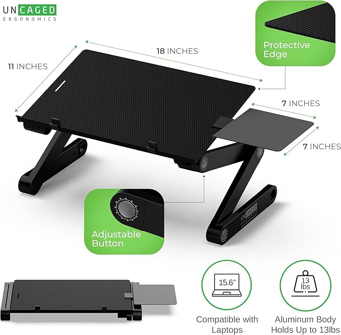 Uncaged Ergonomics WorkEZ Adjustable Computer Keyboard Stand for Desk, Keyboard & Mouse Riser, Ergonomic Portable Stand for Desktop, Computer Keypad Riser for Desk