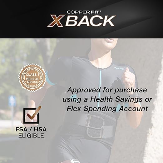 Copper Fit X-Back Brace for Lower Back Pain, Lumbar Support, Herniated Disc, Sciatica, Arthritis – Adjustable, Breathable Design - for Men and Women (Large/XLarge)