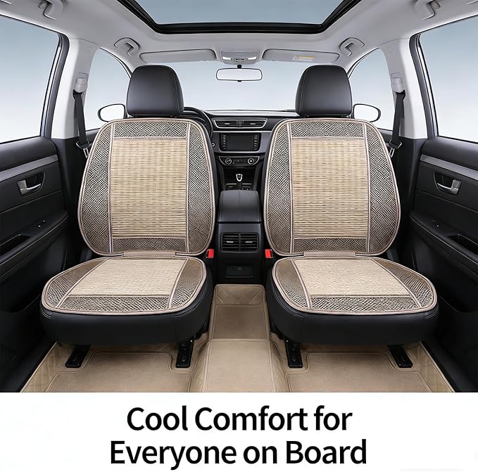 Autopeck Cooling Car Seat Covers Protector Cushion Standard Size Full Air Flow Ventilated Cover Pad Mat Breathable for Car Seat Driver Auto Chair Pads (Bamboo hue)