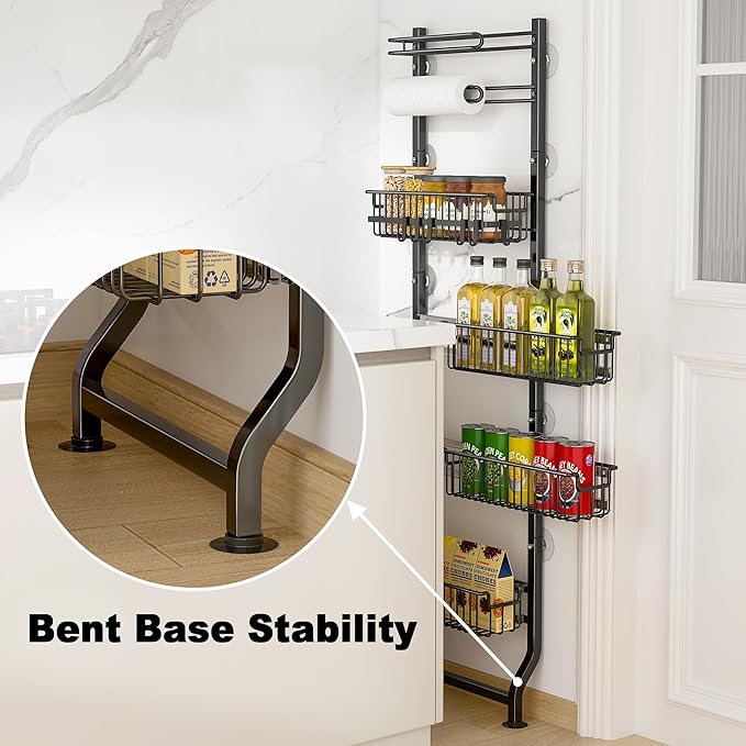 BUKFEN 6-Tier Slim Corner Shelf, Spice Rack Next to Fridge Slim, Narrow Storage Cabinet Organizer for Kitchen, Bathroom, Laundry Room