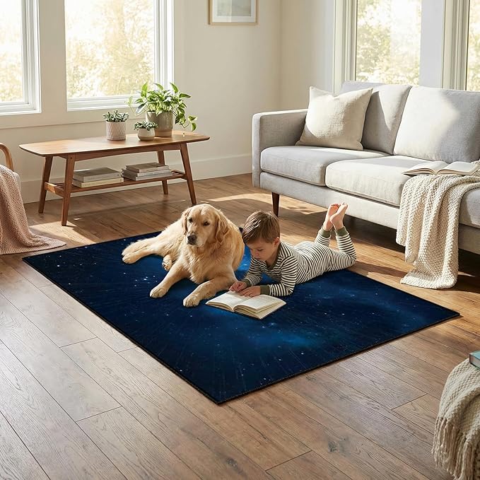 Office Chair Mat for Hardwood Floor&Tile Floor,36"x48" Heavy Duty Desk Chair Mat for Hard Floors,Under Desk Rug for Rolling Computer Chair,Anti Slip,Low Pile Carpet Floor-Starry Blue