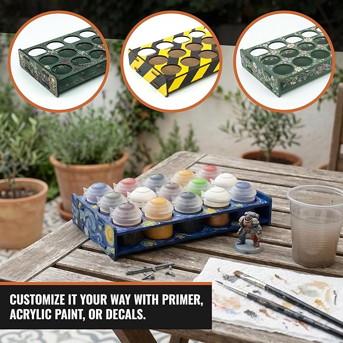 PROSCALE Mini Paint Holder for Miniatures & Modeling, Compact Project Paint Organizer Tray for 33mm Pots, Portable Tabletop Paint Rack, Compatible with Citadel (33mm)