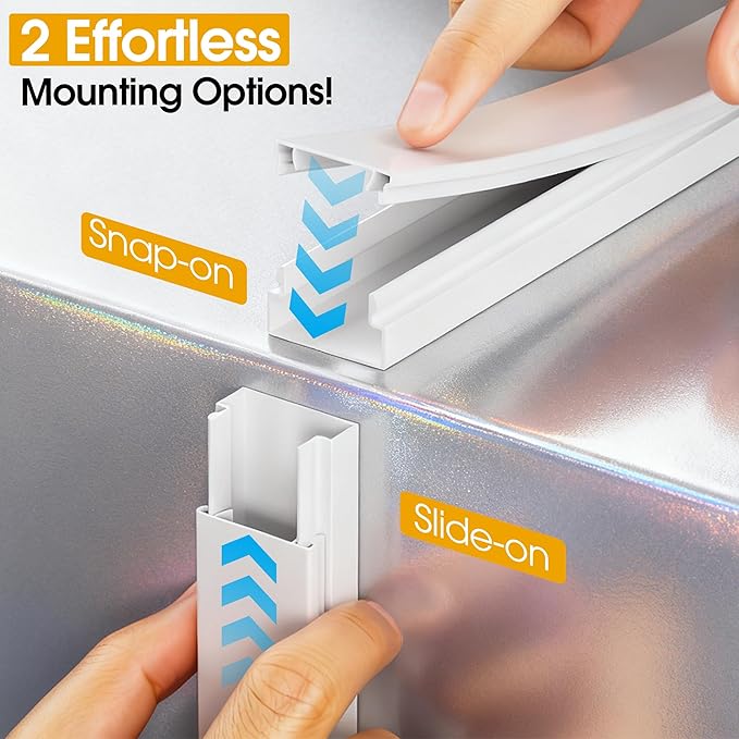 212.6in Cord Hider Wall, Cord Covers for 2-3 Wires on Wall, Paintable Cable Hider Raceway, Easier Set-up Wire Hider Wire Covers for Cords on Wall, Self-Adhesive Cable Cover, W0.95 H0.55in, White