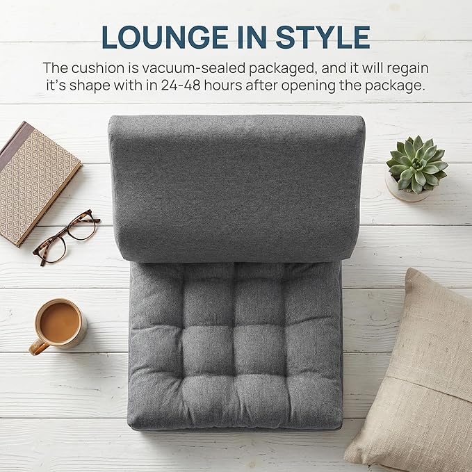 baibu Large Memory Foam Recliner Cushions with Lumbar Support Pillow for Elderly, 20x20x5 Inch Thick Dual-Layer Patent Design Non-Slip Recliner Seat Cushion for Reduce Hip & Lumbar Pain, Dark Grey
