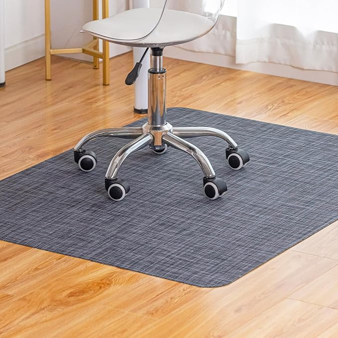 Office Chair Mat for Hardwood Floor Under Desk Computer Rolling Chair Mat for Wood/Tile Floor Non-Slip Heavy Duty Desk Rug PVC Plastic Hard Floor Protector 48" x 60" (Cool Grey)