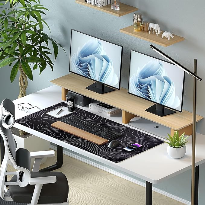 Desk Mat, Desk Pad Dual Leather Sided Desktop Mat for Office and Home,Desk Organization and Accessories - Ideal for Large Mouse Pad and Desk Mats on Top of Desks (Topographic 31.5"x 15.7")