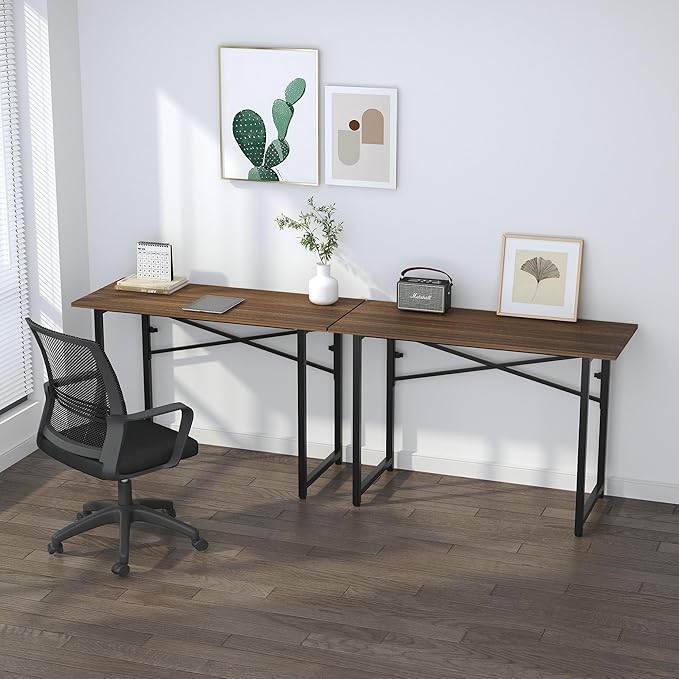 Lutown-Teen Folding Computer Desk 47 inch Writing Gaming Computer Camping Table, No Assembly Required Home Office Desk, Espresso