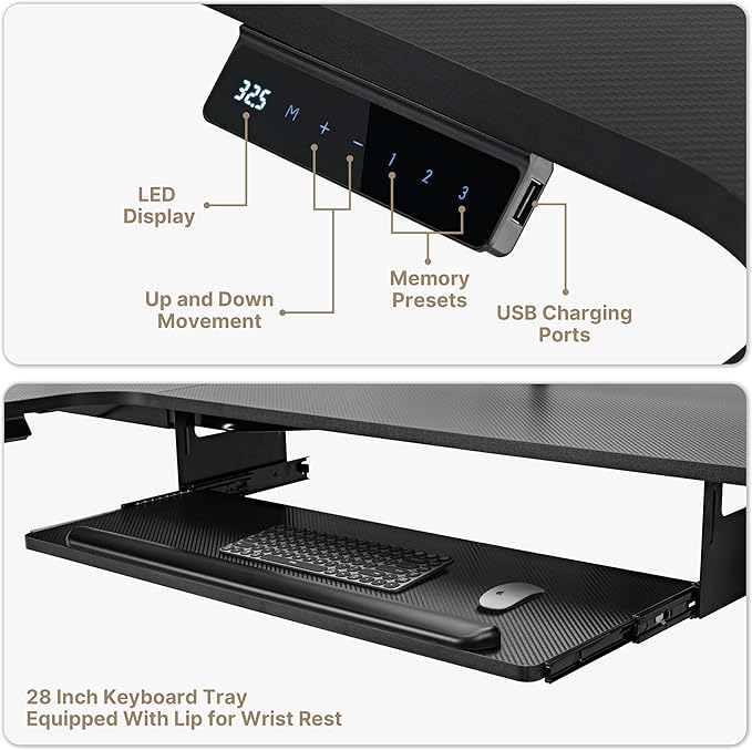 EUREKA ERGONOMIC Standing Desk (61"x43")- L Shaped Desk with Keyboard Tray Adjustable Height Sit Stand Computer Desk Corner Gaming Ergo Desk w Memory Presets, Monitor Stand, LED/USB/Dual Motor, Right