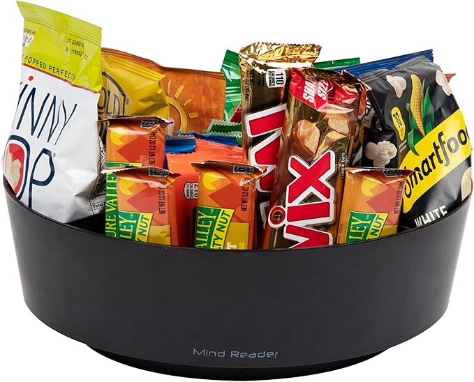 Mind Reader Snack Carousel, Countertop Organizer, Snack Tray, Condiment Holder, Breakroom, Kitchen, Black