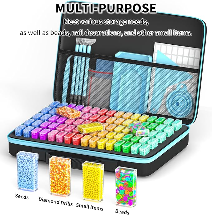 Diamond Painting Storage Containers Kits, Thickened Waterproof Portable Bead Storage Boxes for Diamond Painting Accessories and Tools, 80 Square Bottles