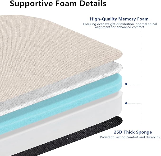 Nordjager Chair Pads for Dining Chairs, Chair Cushions 2 Piece, 17"x 16"x 2.5" Memory Foam Seat Cushions with Ties and Removable Cover