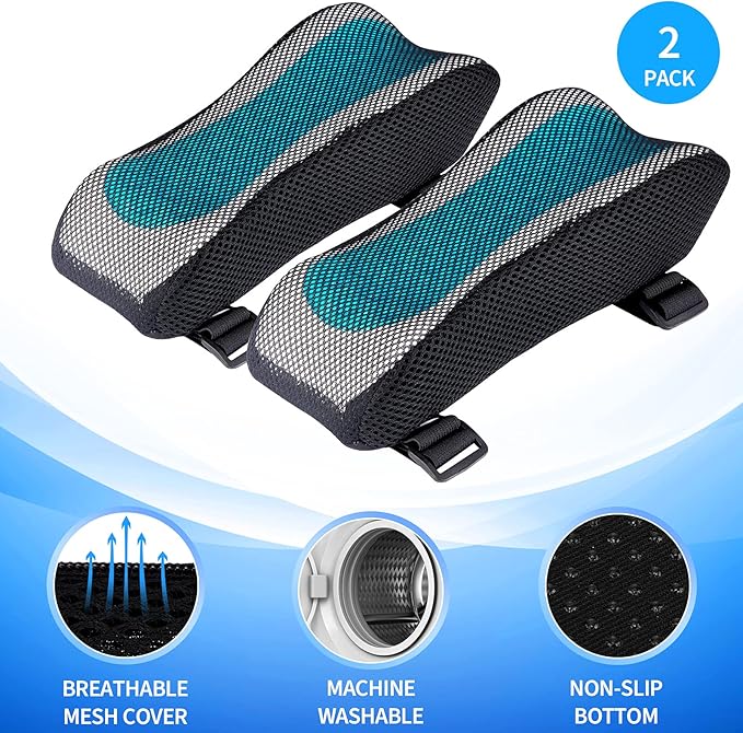 BEAUTRIP Ergonomic Armrest Pads- Office Chair Arm Rest Cover Pillow - Elbow Support Cushion for Computer, Gaming and Desk Chairs (Set of 2, Mesh Cover)