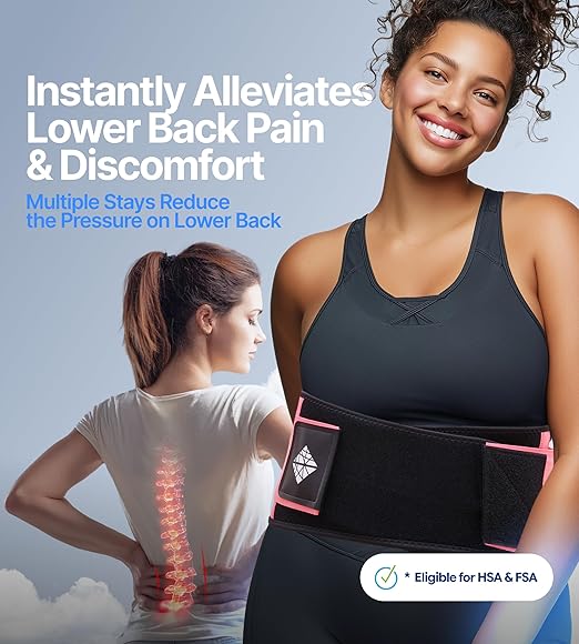 Plus Size Back Brace for Woman 52" - 65" - Effective Back Pain Relief & Elastic Support with Dual-Tension Straps, Ultra Thin Breathable Lumbar Support Belt for Sciatica, Herniated Disc, Scoliosis