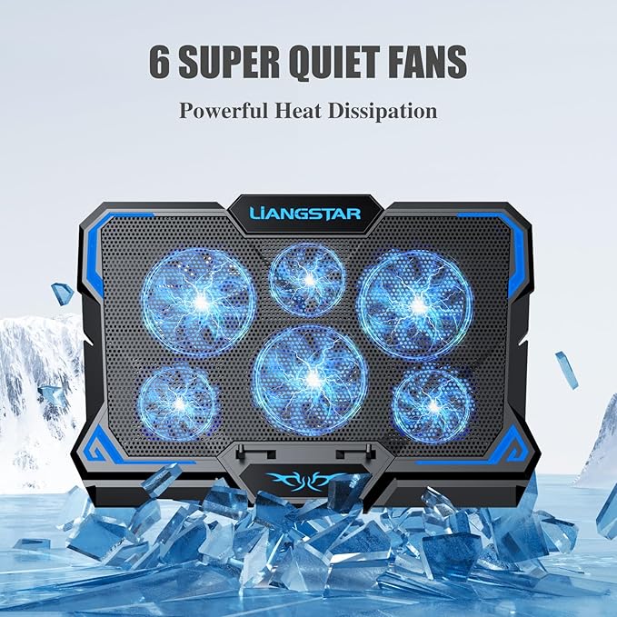 Laptop Cooling Pad, Laptop Cooler with 6 Quiet Led Fans for 15.6-17 Inch Laptop Cooling Fan Stand, Portable Ultra Slim USB Powered Gaming Laptop Cooling Pad, Switch Control Fan Speed Function