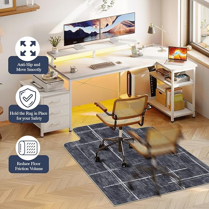 Office Chair Mat for Hardwood Floor & Tile Floor,48"X 60" Heavy Duty Desk Chair Mat for Hard Floors, Under Desk Rug for Rolling Computer Chair,Anti Slip,Low Pile Carpet Protector-Convex