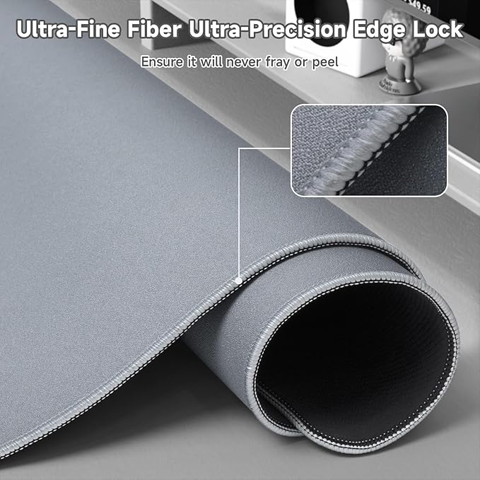 ATTACK SHARK CM02Pro Gaming Mouse Pad for Esports Speed Large Mouse mats for Desk Waterproof Surface Stitched Edges and Anti-Slip Rubber Base Size XXL Laminate 35.43” x 15.75” x 0.16” Gray
