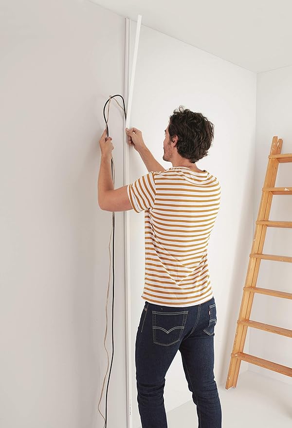 Easylife TV Wire Hider Wall Mounted 16 Feet Brown Cord Cover Kit for Wall Paintable Cable Raceway Adhesive Wire Concealer Wall Cable Management System
