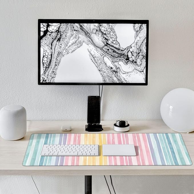 35.4 x 15.7 in, XXL Large Mouse Pad for Desk, Extended Keyboard Mouse Mat for Computer Office, Big Laptop Mouse pad, Gaming pc-Colorful Striped Rainbow