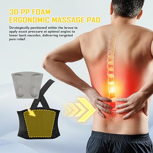 COOLJOB Expert Back Brace for Lower Back Pain Relief, Powerful Lumbar Support with 3D Foam Pad and Elastic Shoulder Strap, Breathable Adjustable Support Belt for Men Women, Black, L for Waist 37-47"