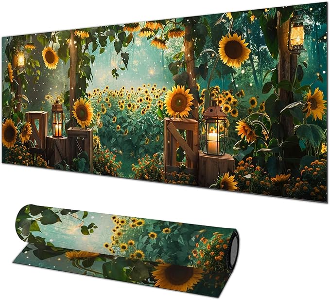 HOMETITUTE Mouse Pad 31.5 x 11.8 Inch XL Large Desk Mat Sunflower Extended Keyboard Pad Non Slip Computer Mat Waterproof Gaming Mouse Pad Nature Style Mousepad Desk Accessories for Home Office Setup