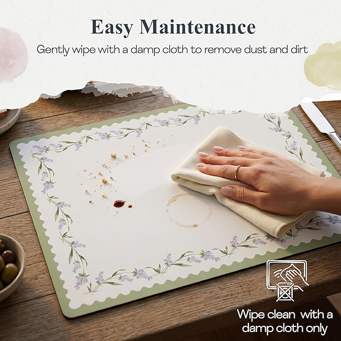 Pimpernel Lavandula Placemats, Set of 4 - Heat Resistant Rectangular Table Mats with Lavender Floral Artwork, Decorative Dining Placemats for Home Entertaining & Daily Use Table Settings (12" x 16")