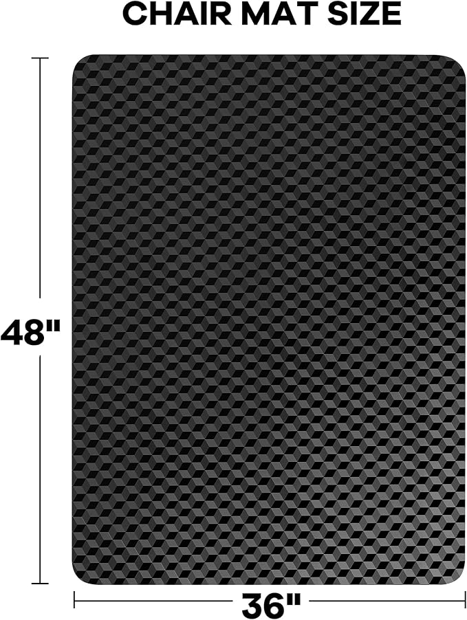 BesWin Office Chair Mat for Carpet, 48" x 36" Computer Desk Chair Mat for Low Carpeted Floors, Thick and Sturdy Carpet Protector for Rolling Chairs, Easy Glide Floor Mat for Home, Gaming (Black)