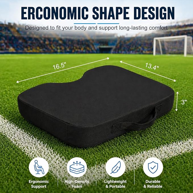 KOKABI Stadium Seat Cushions for Bleachers - Portable Bleacher Seats with Memory Foam, Made from Waterproof Oxford Fabric, Comfortable Bench Cushion for Sporting Events, Travel, Camping