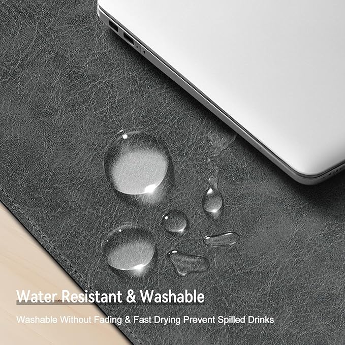 Imitation Crazy Horse Leather Desk Mat - Waterproof Desk Pad - Ideal for Large Mouse Pad and Desk Mats on Top of Desks (Gray+Dark Gray, 11"*8")