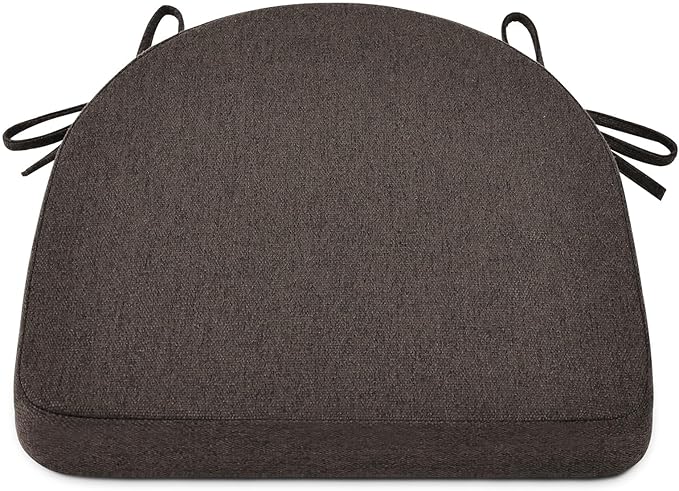 Shinnwa Dining Chair Cushions, Non-Slip Kitchen Chair Cushions with Ties and Machine Washable Cover, 17 x 16.5 x 2in, Dark Brown