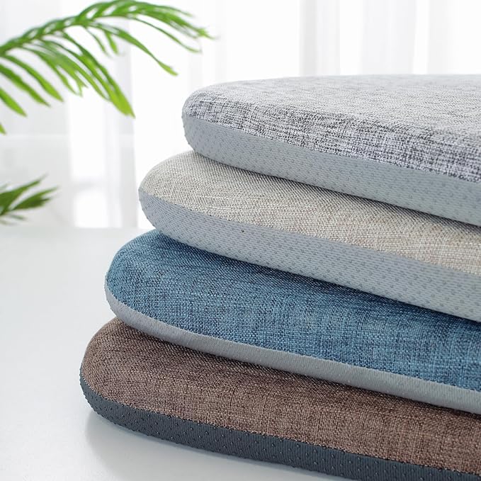 High Resilience Memory Foam Chair Cushion 17"x17"x2" Set of 2 Square Chair Pads and Washable Cover Non Slip Seat Cushions for Indoor Dining Room Kitchen and Office Chairs (Khaki,17"x17")