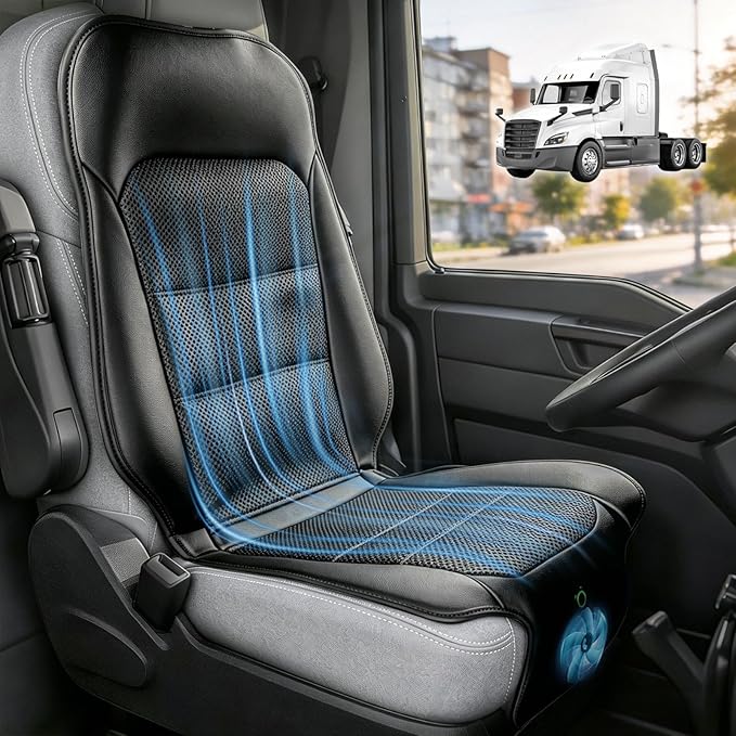 Cooling Seat Cover for Cars, 12V 3-Speed Cooling Car Seat Cushion with Weight Sensing, Universal Fit for Summer Car SUV Truck Bus, Comfortable Non-Slip Breathable 3D Mesh Leather, Black