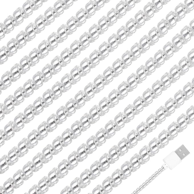 Frienda 10 Pcs Cord Protectors from Pets No Chew Spiral Cable Protector 43.3'' Phone Charger Cover Data Cable Protective Sleeve Chew Proof USB Wire Cover Stylish for Cat Dog Rabbit (Flash White)