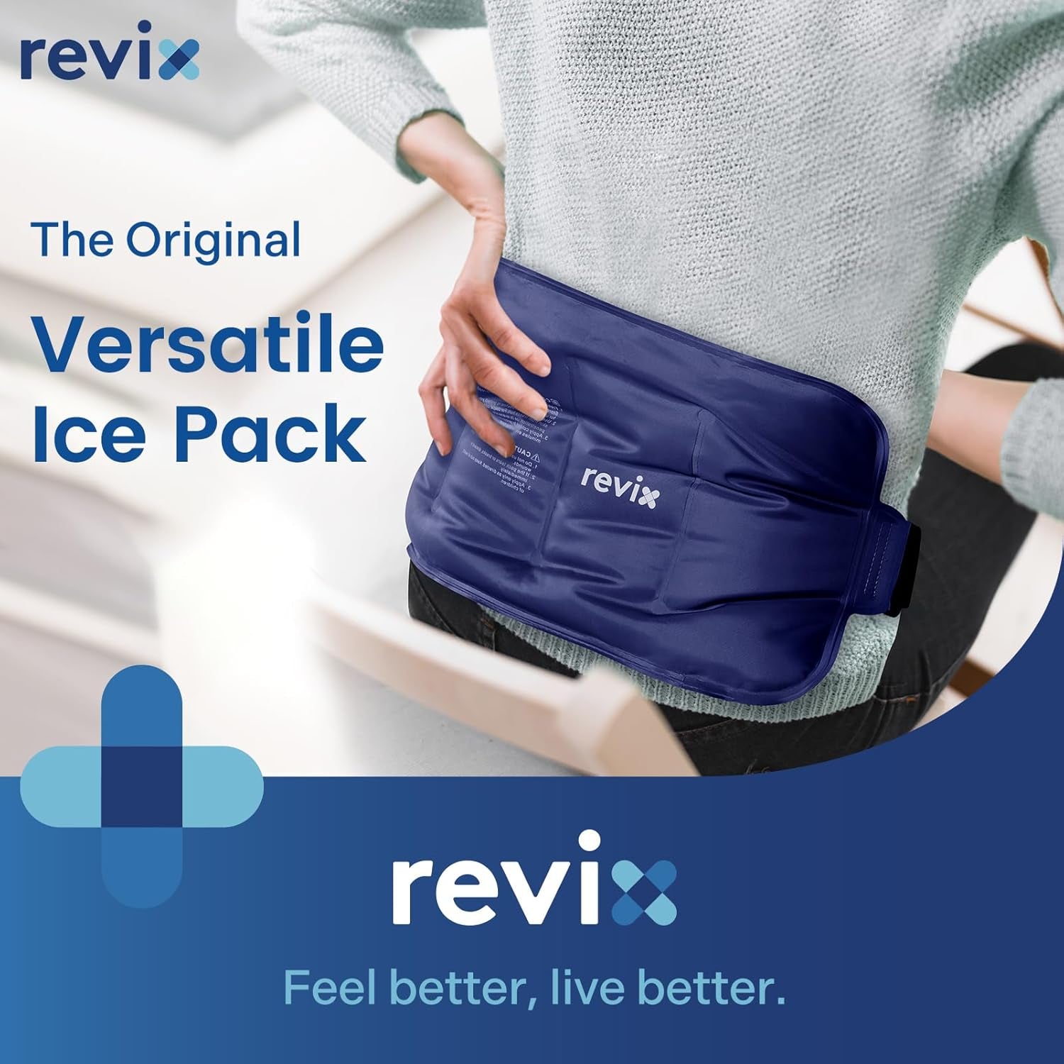 Ice Pack for Injuries Reusable Gel for Lower Back & Shoulder, Navy | 16X9In Full Coverage for Lower Back, Shoulder, Hip & Knee, Cold Compress Therapy, Hands-Free Strap, Long-Lasting Gel