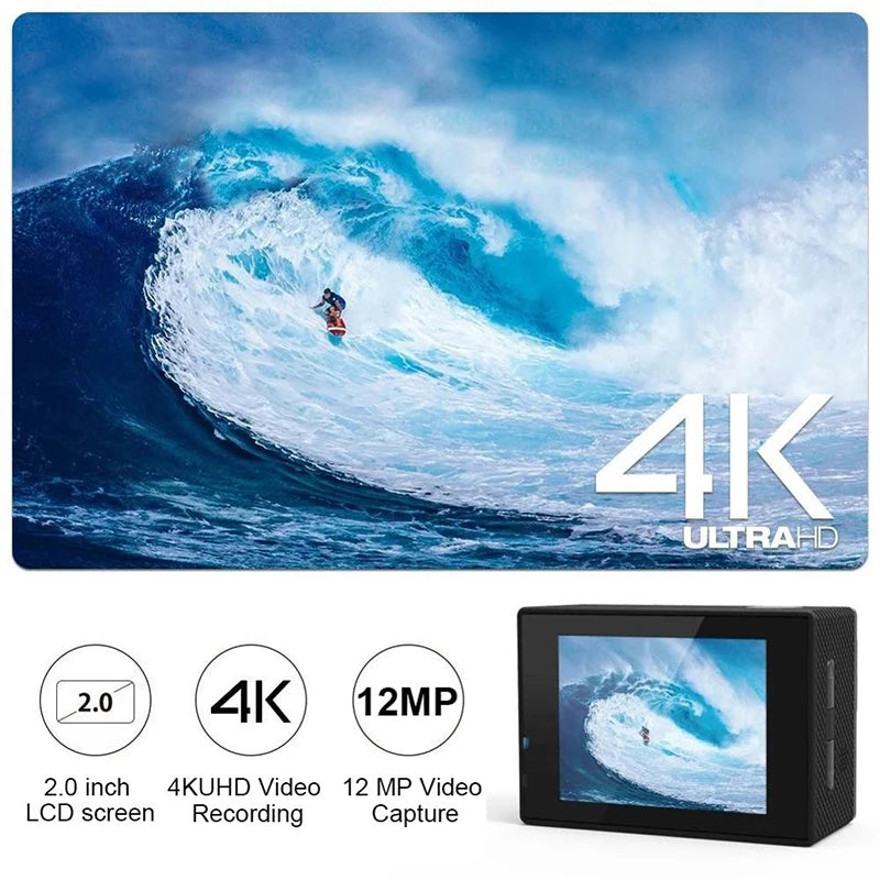 4K Action Camera 1080P/30FPS Wifi 2.0" 170D Underwater Waterproof Helmet Video Recording Camera Sports Cameras Outdoor Mini Cam