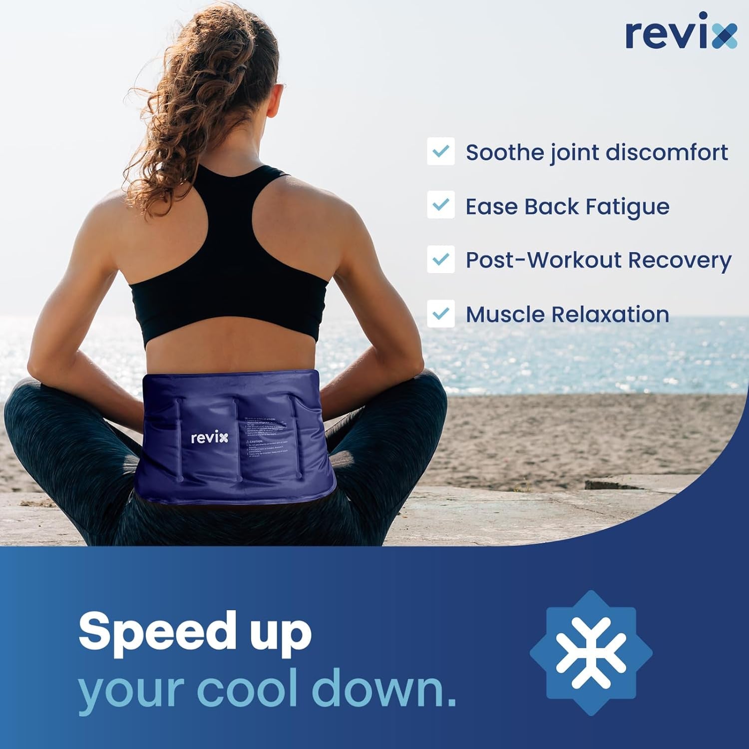 Ice Pack for Injuries Reusable Gel for Lower Back & Shoulder, Navy | 16X9In Full Coverage for Lower Back, Shoulder, Hip & Knee, Cold Compress Therapy, Hands-Free Strap, Long-Lasting Gel