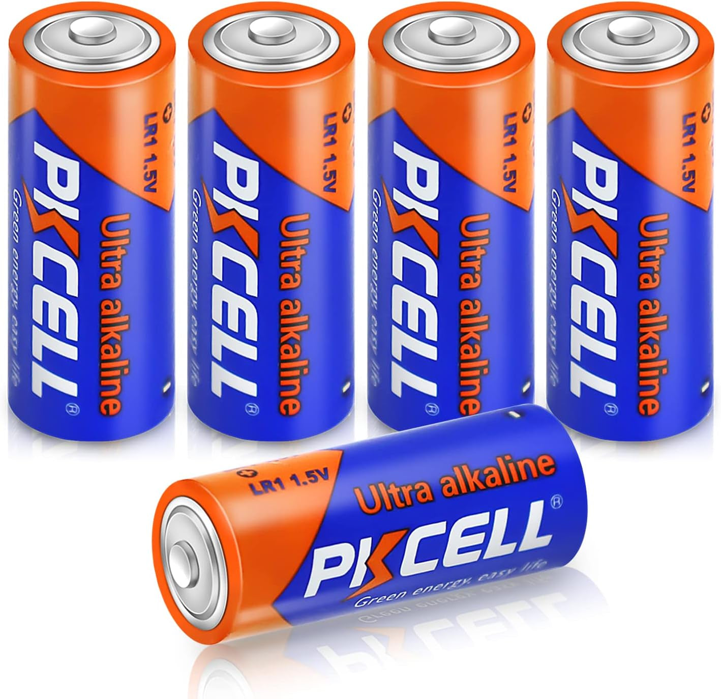 N Size 1.5V Alkaline Batteries, 5 Pack MN9100/E90/LR1 Battery | Compatible with Medical Devices, GPS Trackers, Flashlights, Key Fobs, 10-Year Shelf Life