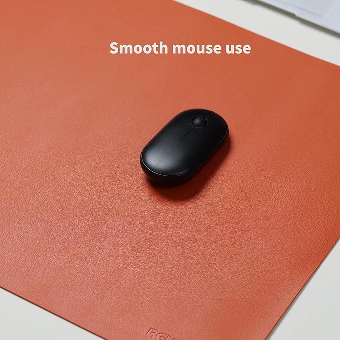 RENMTURE PU Mouse Pad, Faux Leather Large Desk Pad, Home Work Office Accessories, Non-Slip Desk Mat, Waterproof Gaming Pad Desk Blotter (32"x16", Orange)