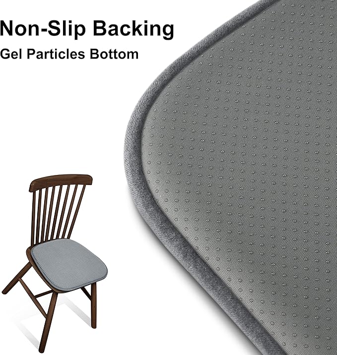 Shinnwa Kitchen Seat Cushions Set of 2, Non Slip Dining Chair Cushions, U-Shaped Indoor Chair Pads, 2 Pack, 15 x 16 Inches, Grey