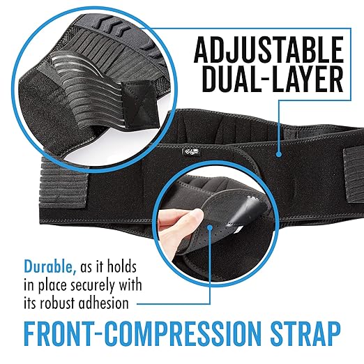 Bodyprox Lumbar Support Back Brace for Men and Women (Regular 28" - 50")