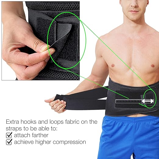 NeoTech Care Adjustable Compression Wide Back Brace Lumbar Support Belt (Beige, Size S)