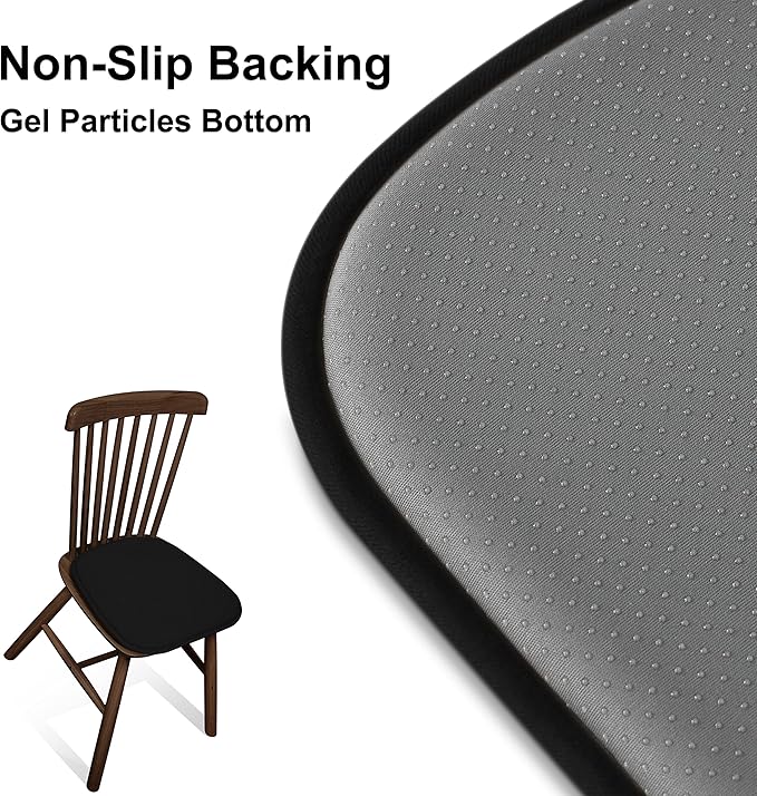 Shinnwa Dining Chair Cushions 6 Pack, Non Slip Indoor Chair Pads, U-Shaped Kitchen Seat Cushions, Set of 6, 15 x 16 Inches, Black