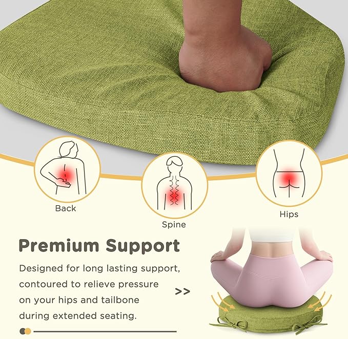 Windsor Chair Cushions for Dining Chairs 4 Pack Non Slip Kitchen Seat Cushion with Ties and Washable Covers Indoor Comfortable Seat Pad with Thick Foam 16.5" x 15.5" x 2" Green