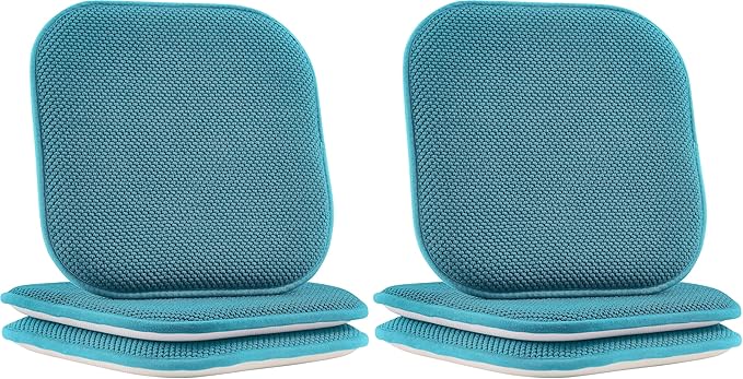 Elegant Comfort 4 Pack Chair Cushion Covers - Skid-Proof Rubber Backing - 16 x 16 Inch - Thick Dining Square Shape Seat Covers - Comfortable Textured Chair Pads with Ties - Honeycomb Pattern, Peacock