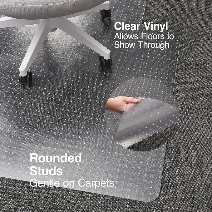 Staples Office Chair Mat, Clear Floor Mats, Flat-Pile Carpets, 60 x 46 Inch, Smooth Glide